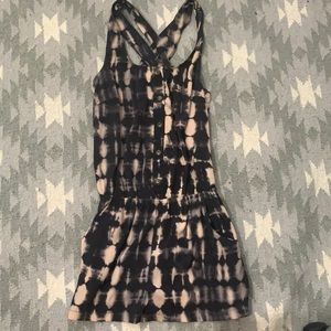 Black and Cream Tie-Dye Romper